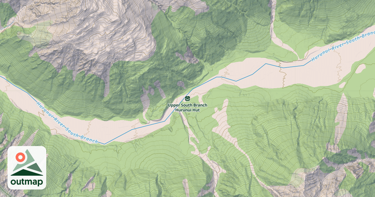 Map of Upper South Branch Hurunui Hut