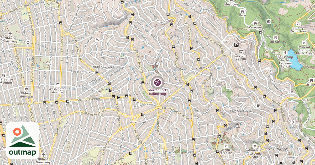 Map of Mortar Rock Bouldering