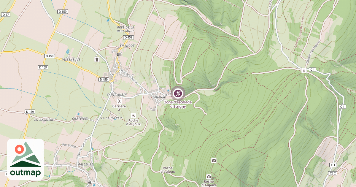 Map of Zone d'escalade d'Etrigny