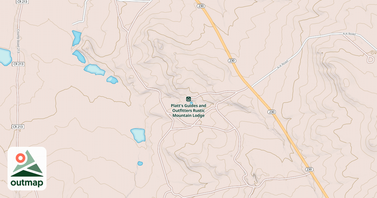 Map of Platt's Guides and Outfitters Rustic Mountain Lodge