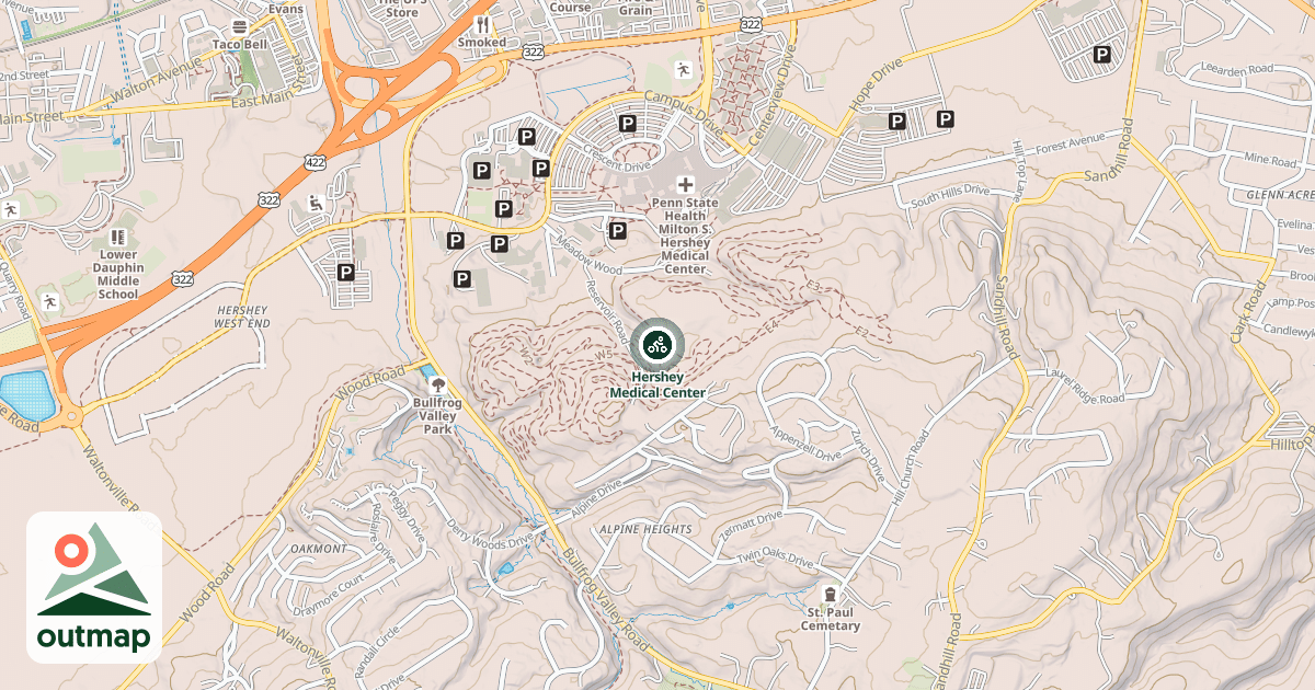 Map of Hershey Medical Center
