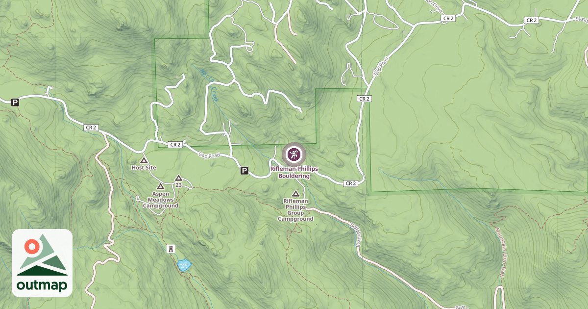 Map of Rifleman Phillips Bouldering