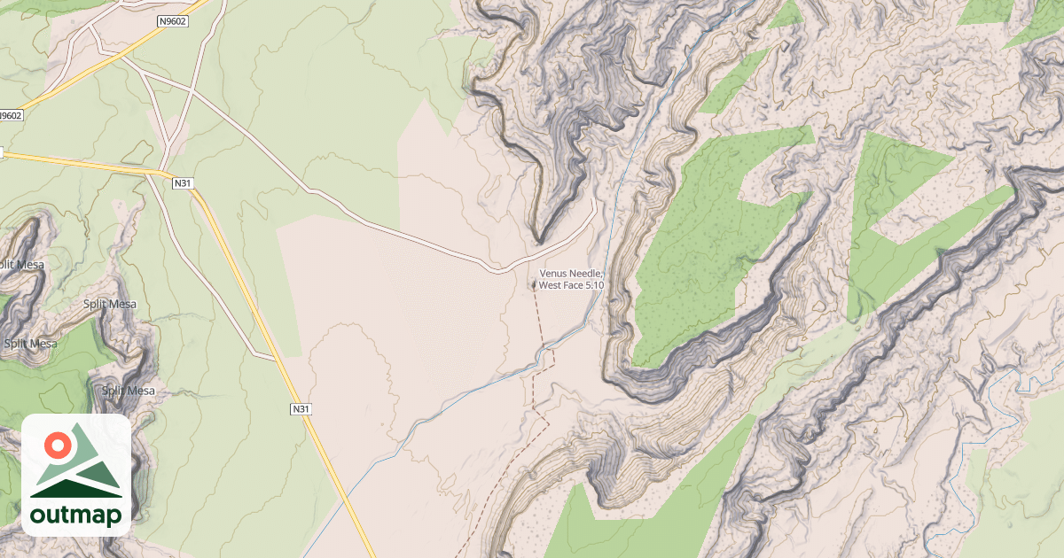 Map of Venus Needle, West Face