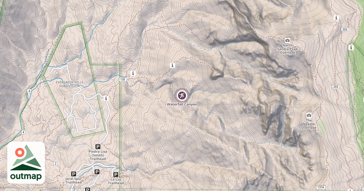 Map of Waterfall Canyon