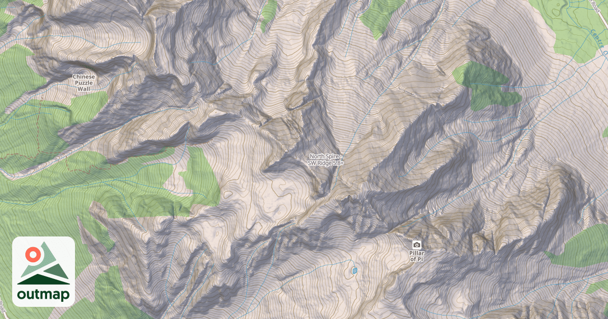 Map of North Spire - SW Ridge