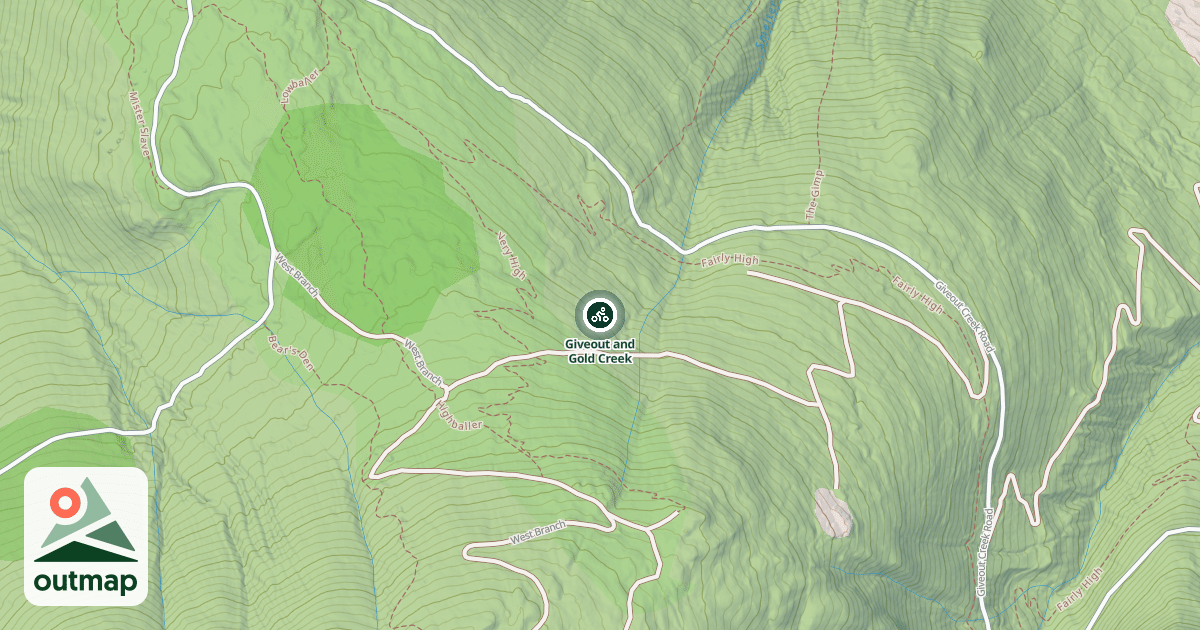 Map of Giveout and Gold Creek