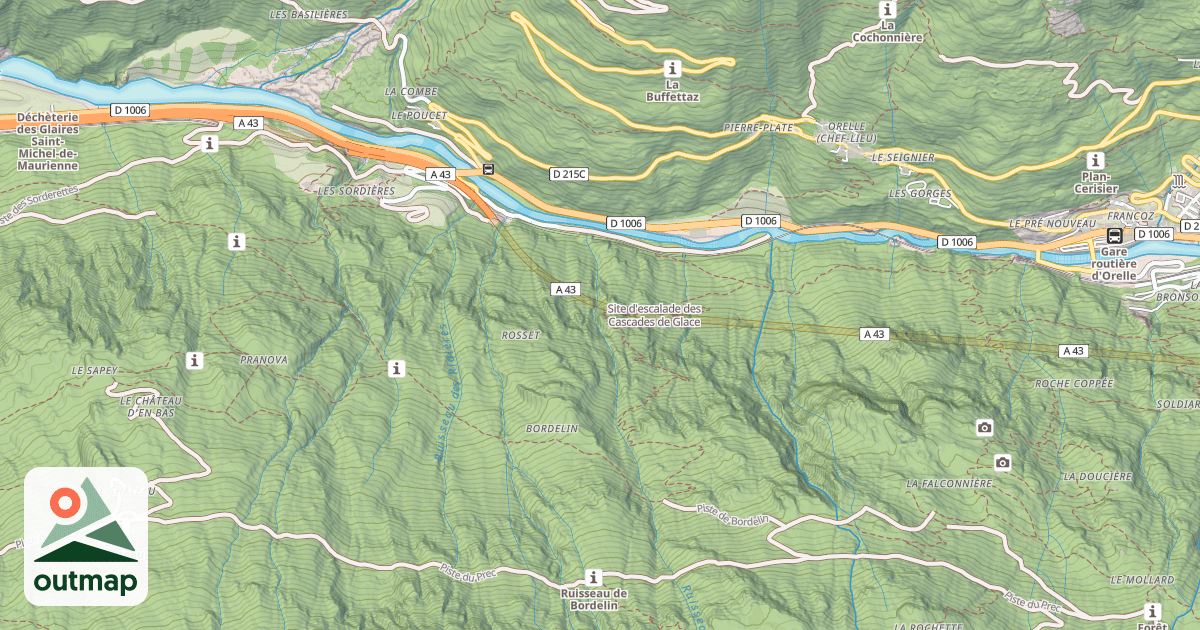 Map of Site d'escalade des Cascades de Glace