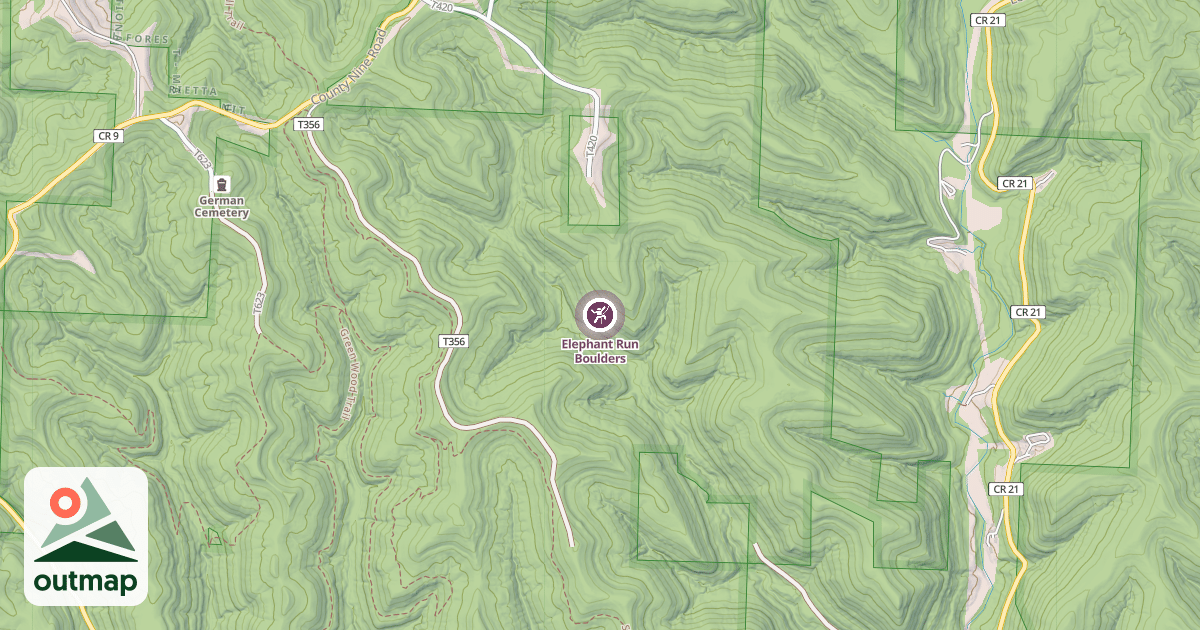 Map of Elephant Run Boulders