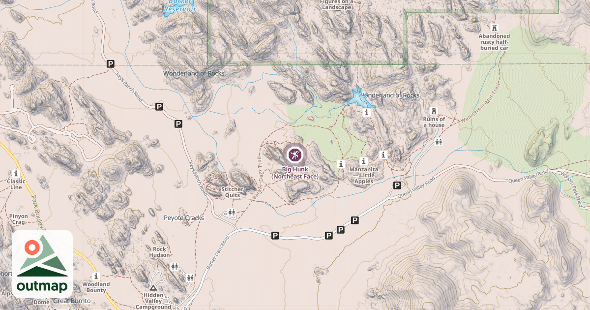 Map of Big Hunk (Northeast Face)