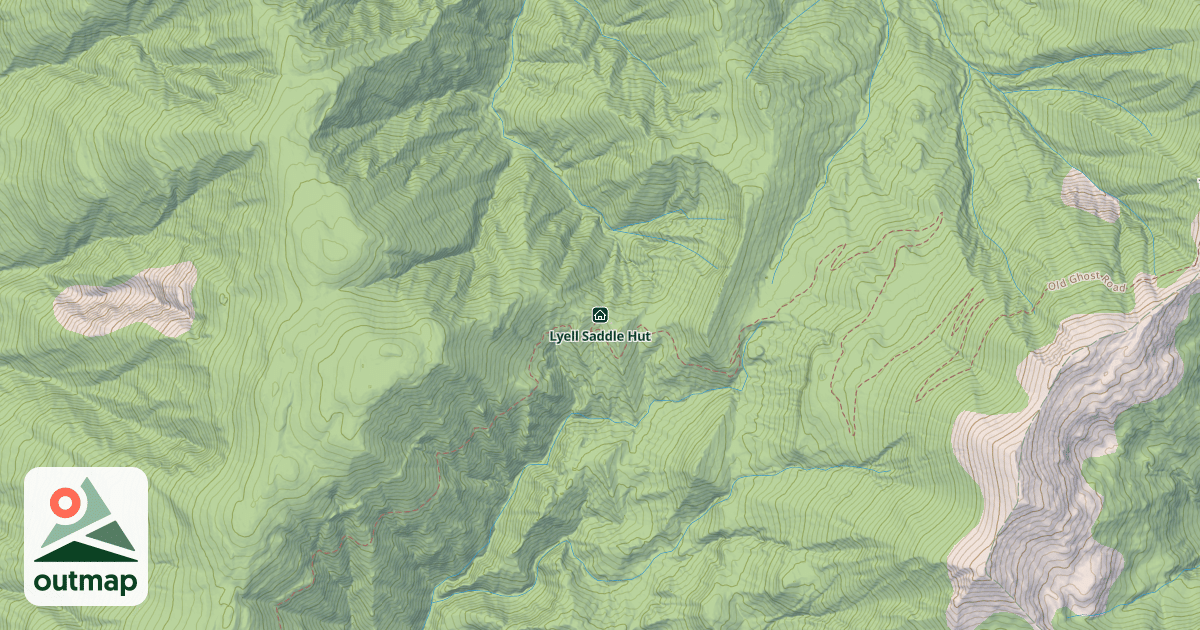 Map of Lyell Saddle Hut