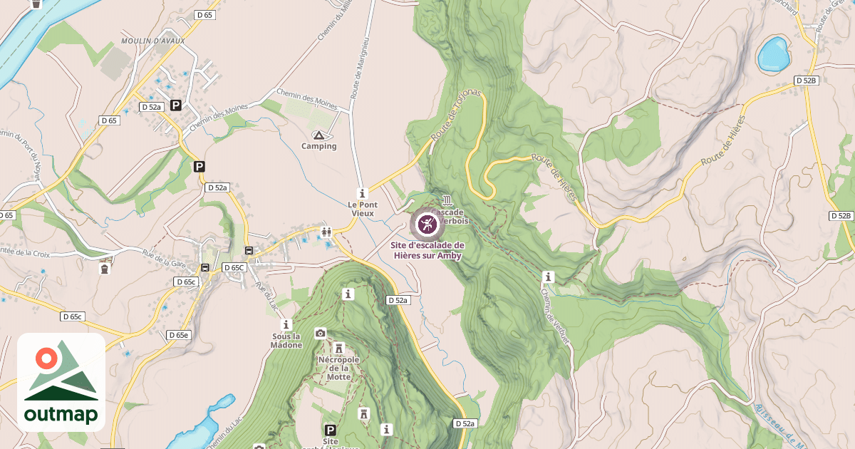 Map of Site d'escalade de Hières sur Amby