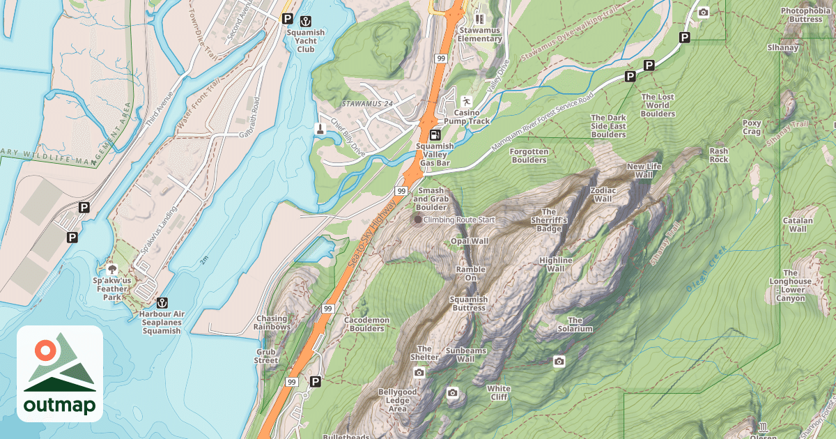 Map of Climbing Route Start