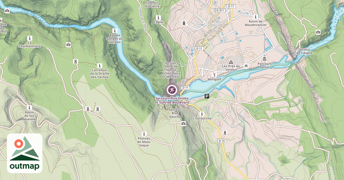 Map of Secteurs Rive Droite et Sunrise Boulevard