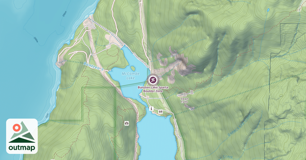 Map of Bunzten Lake Sparta Boulder Zone
