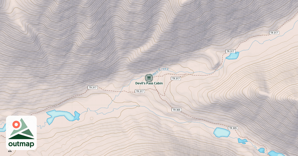Map of Devil's Pass Cabin