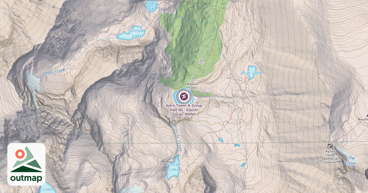 Map of Astro Tower & Group Half Mt., Glacier Gorge, RMNP
