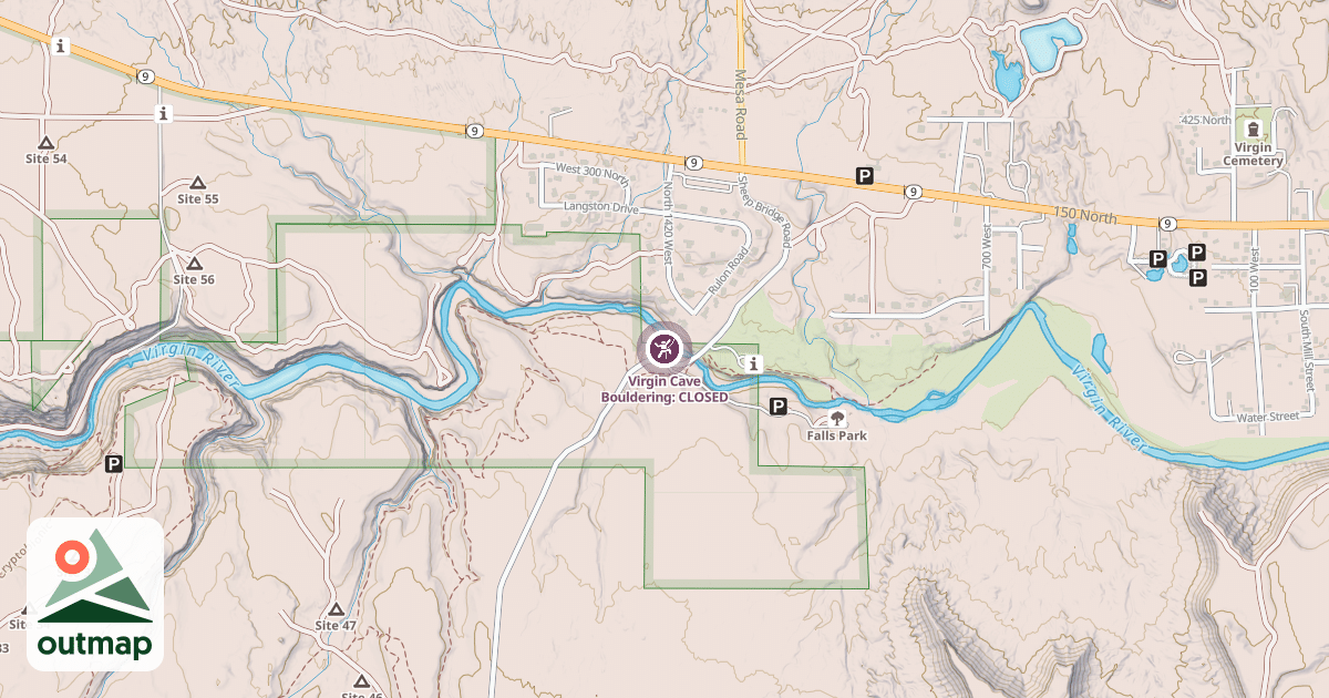 Map of Virgin Cave Bouldering: CLOSED