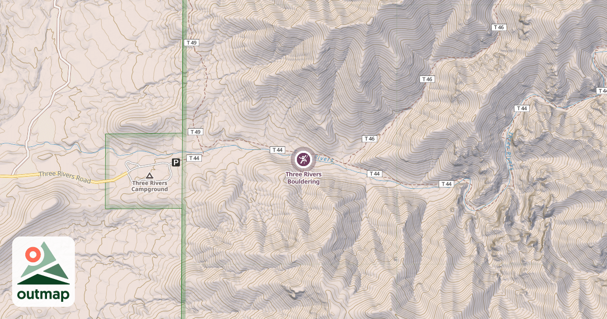Map of Three Rivers Bouldering