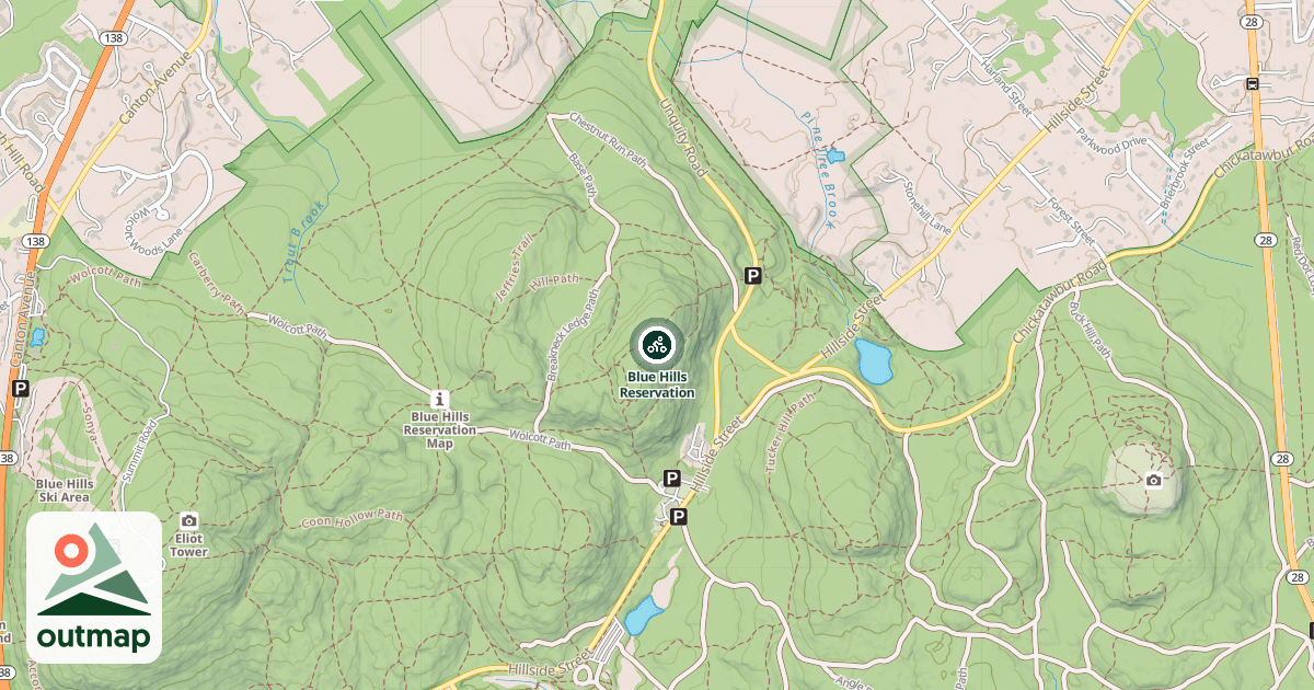 Map of Blue Hills Reservation