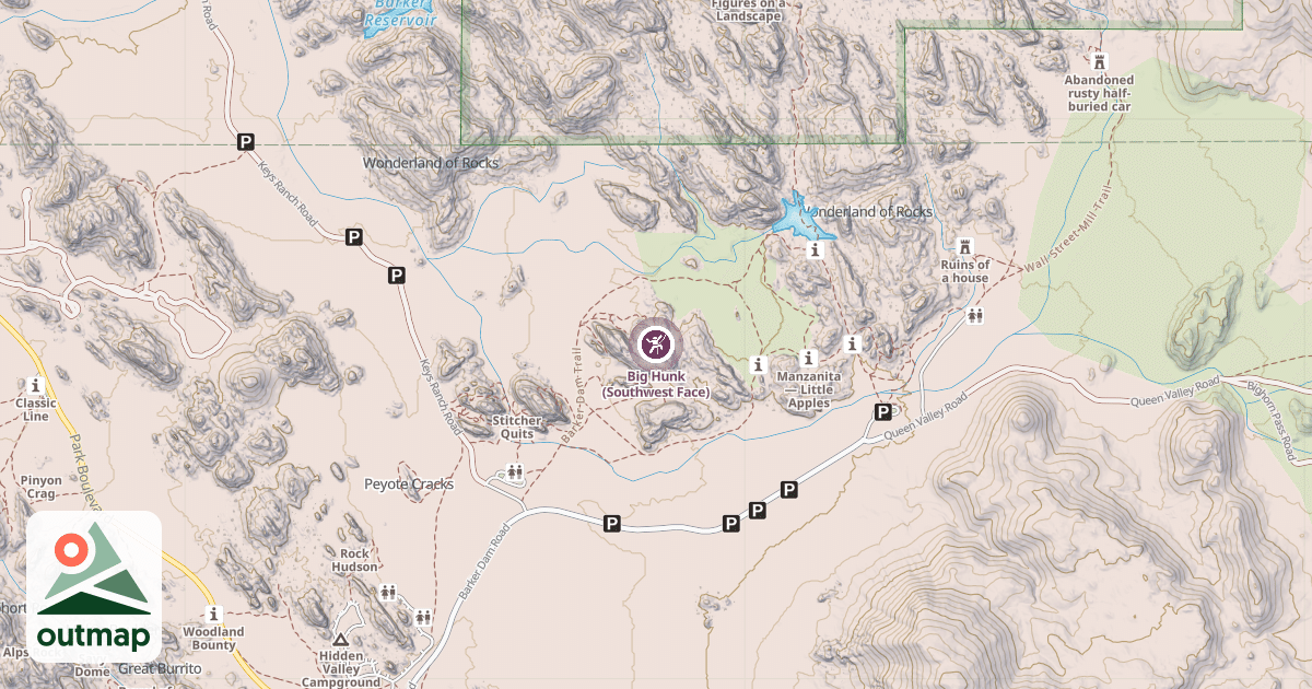 Map of Big Hunk (Southwest Face)