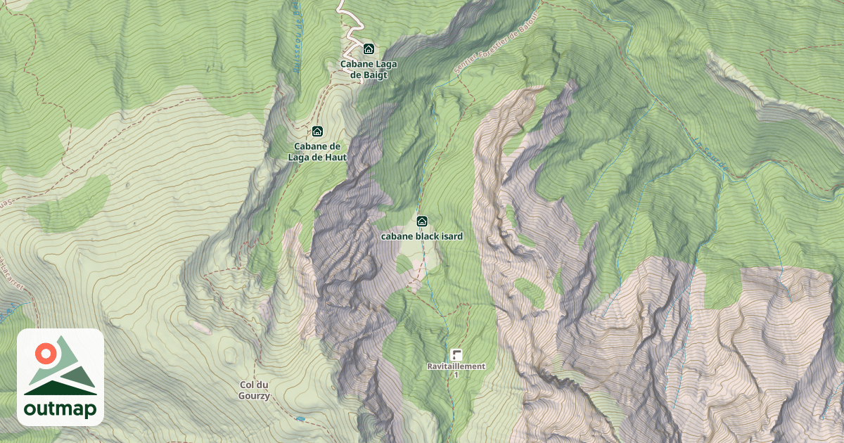 Map of cabane black isard