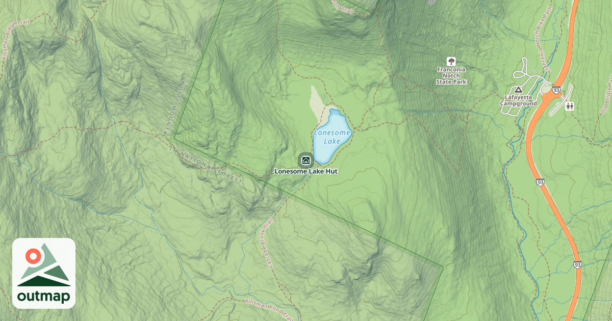 Map of Lonesome Lake Hut