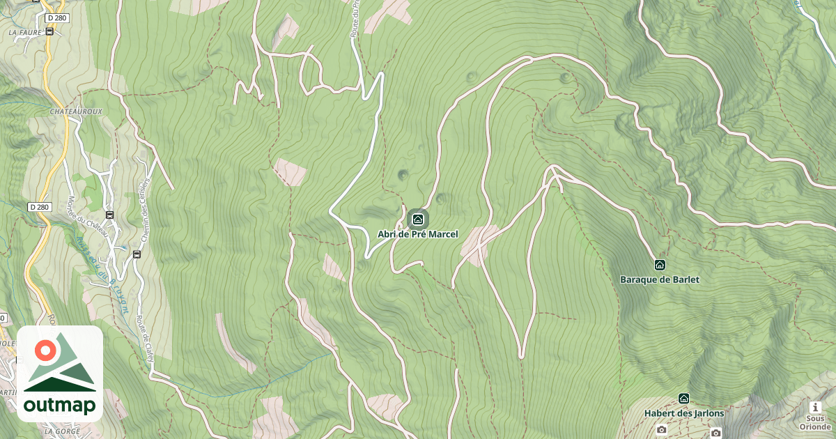 Map of Abri de Pré Marcel