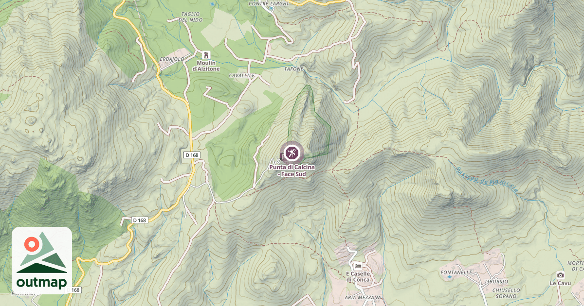 Map of Punta di Calcina - Face Sud