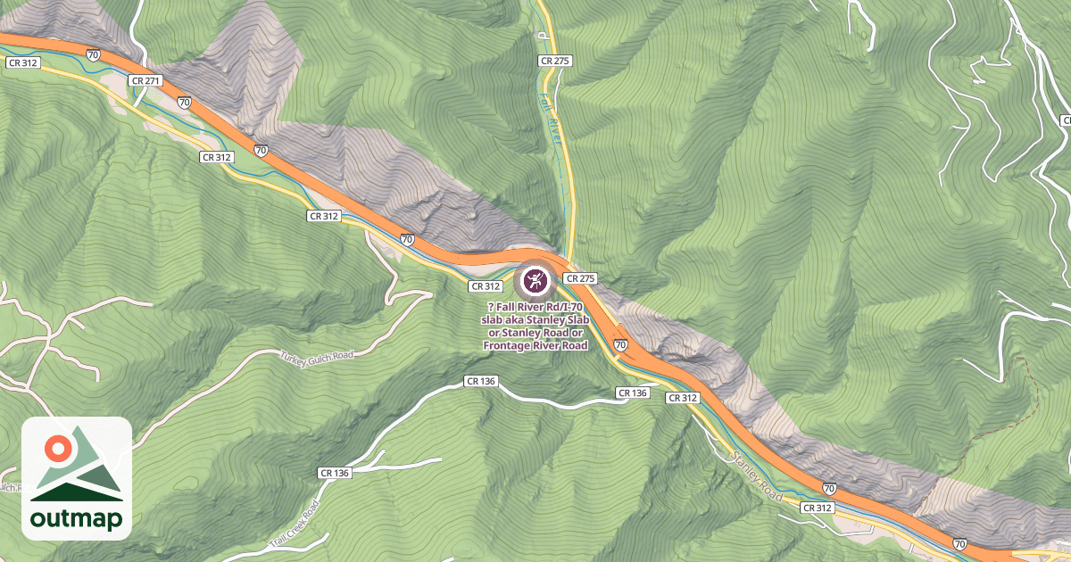 Map of ? Fall River Rd/I-70 slab aka Stanley Slab or Stanley Road or Frontage River Road