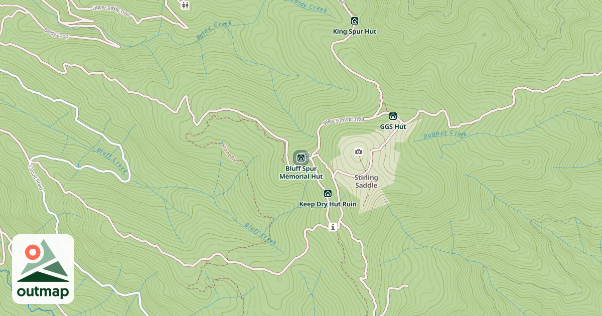 Map of Bluff Spur Memorial Hut