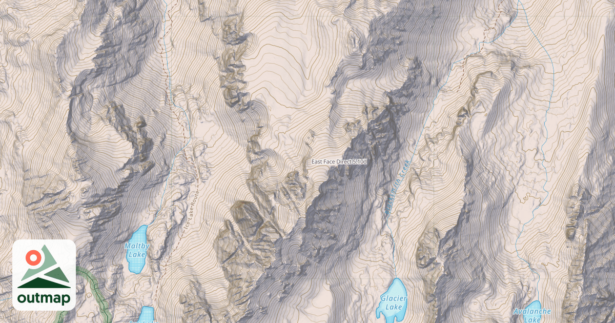 Map of East Face Direct