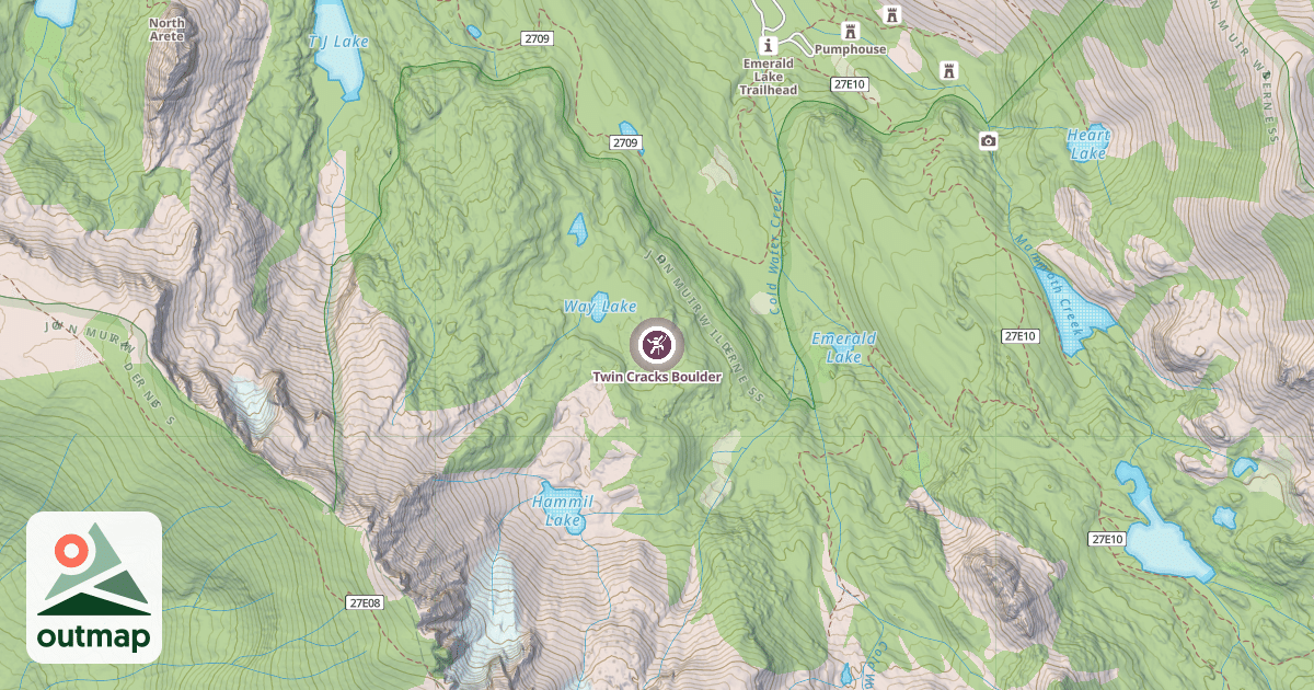 Map of Twin Cracks Boulder