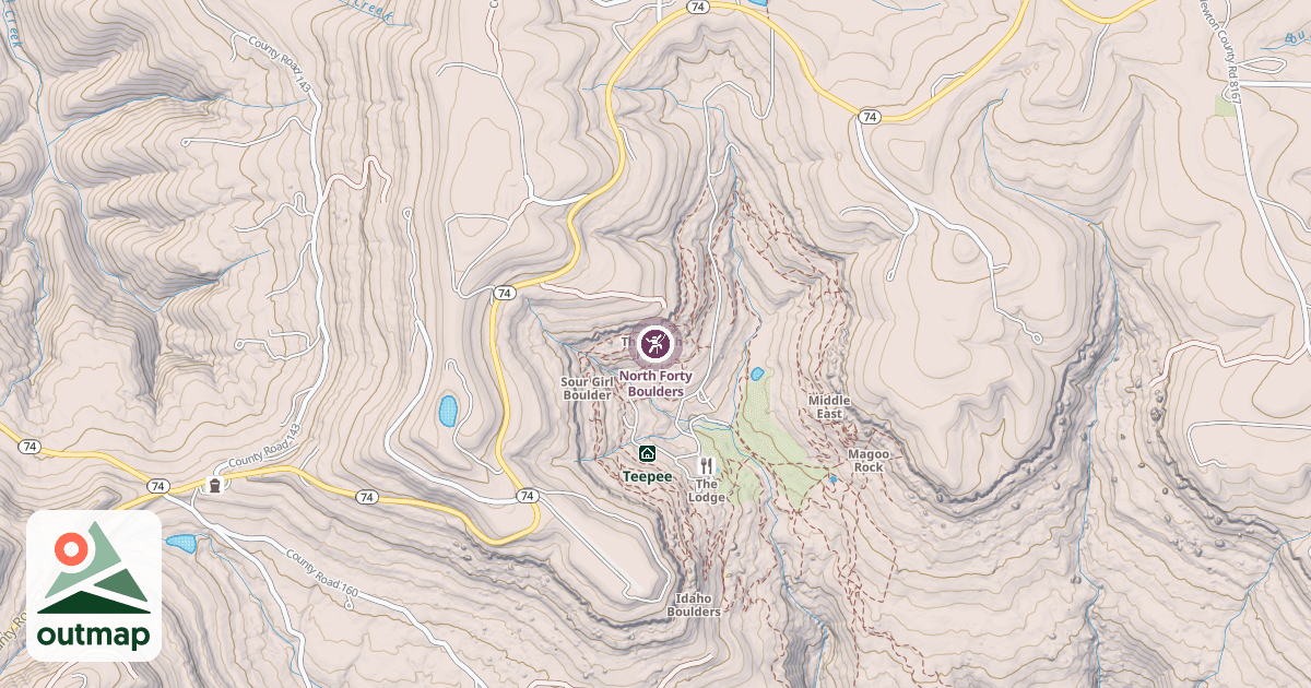 Map of North Forty Boulders