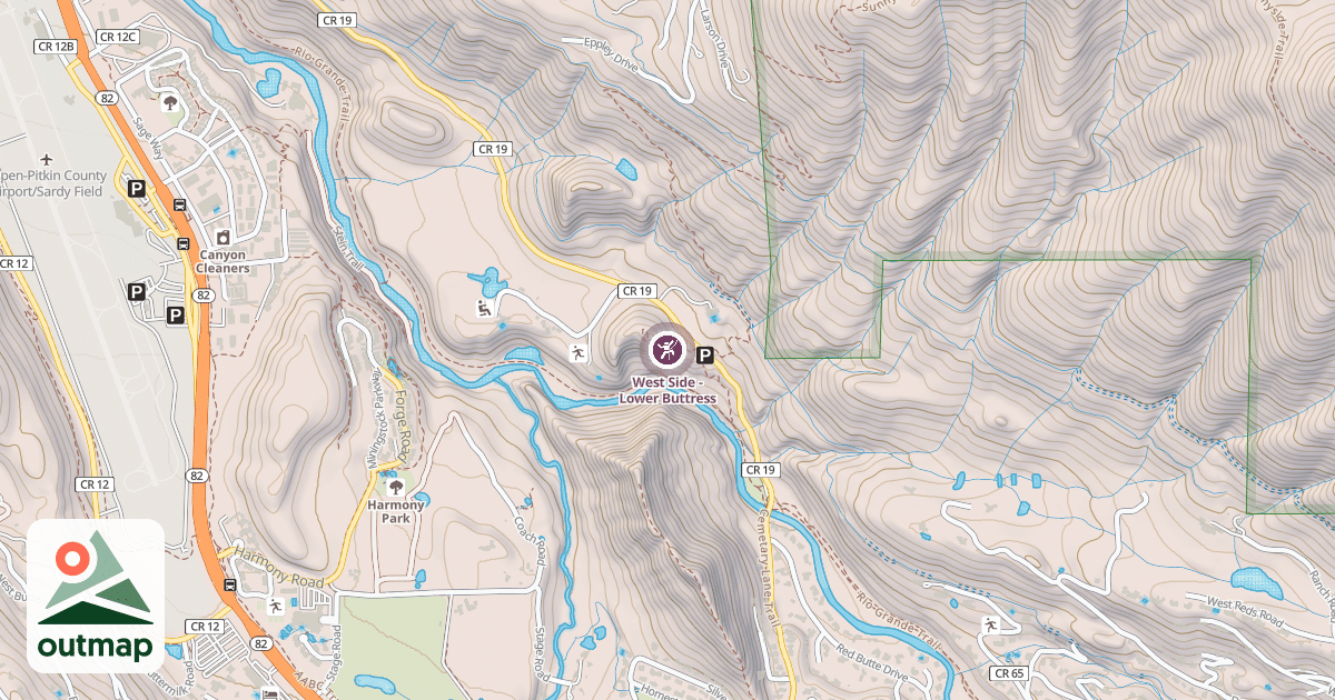 Map of West Side - Lower Buttress