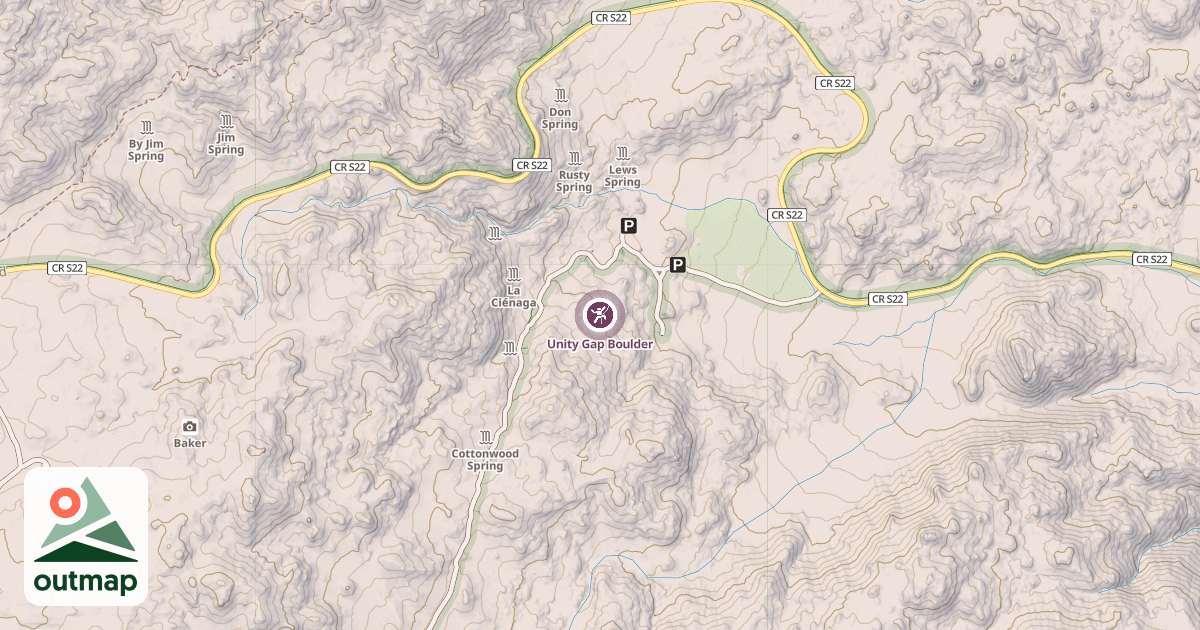 Map of Unity Gap Boulder