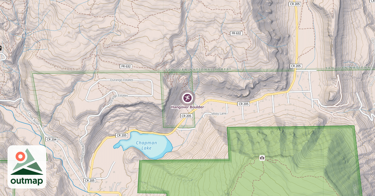 Map of Hangover Boulder