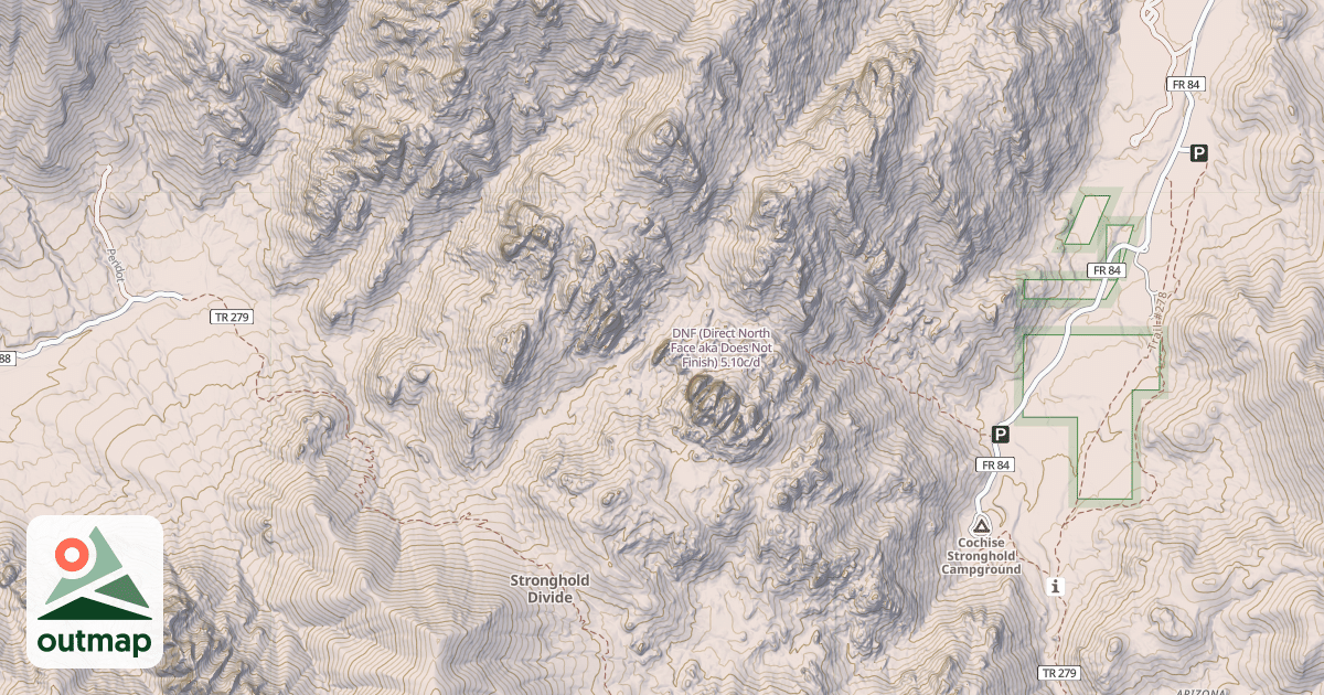 Map of DNF (Direct North Face aka Does Not Finish)