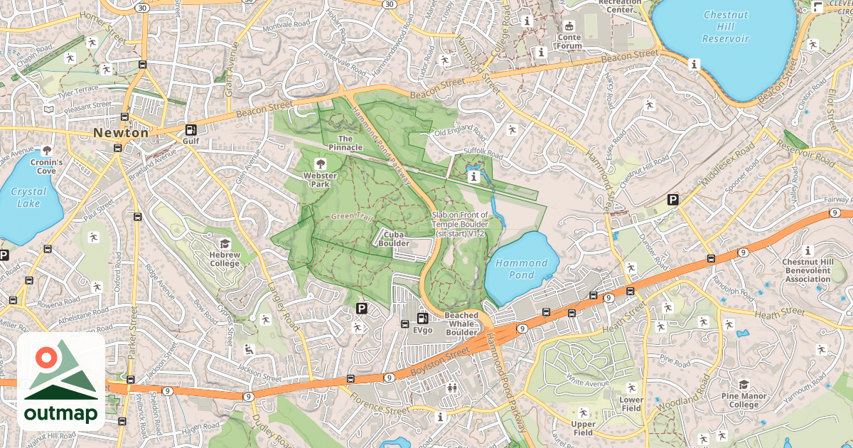 Map of Slab on Front of Temple Boulder (sit start)
