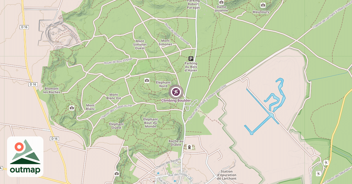 Map of Climbing Boulder