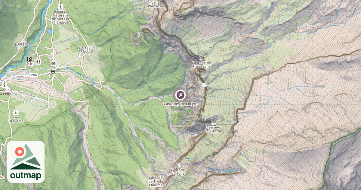 Map of Cascades de la Lyre