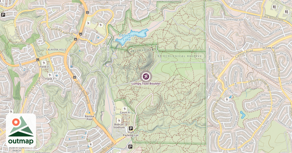 Map of Lumpy Toad Boulder