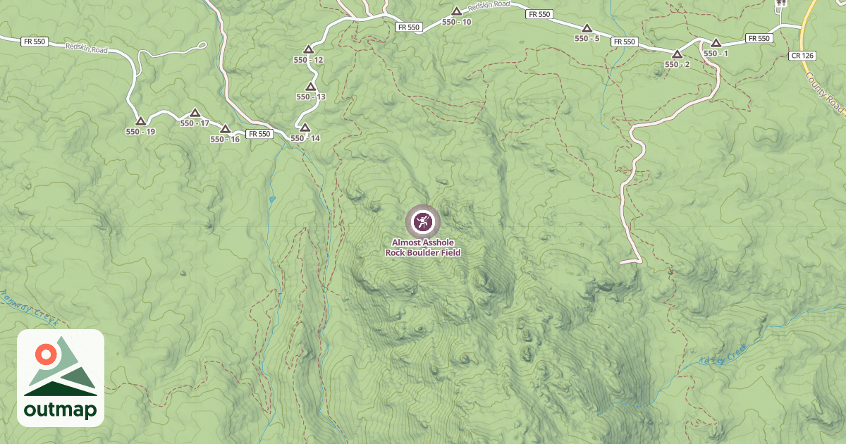 Map of Almost Asshole Rock Boulder Field
