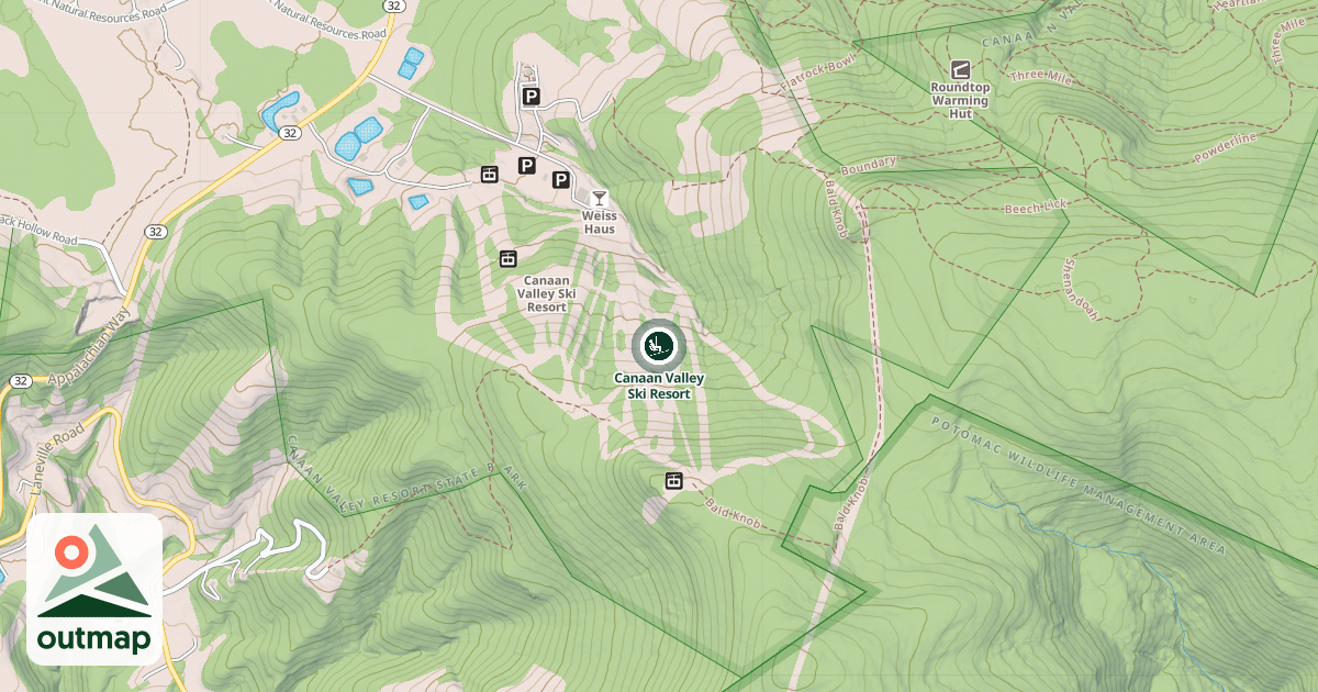 Map of Canaan Valley Ski Resort