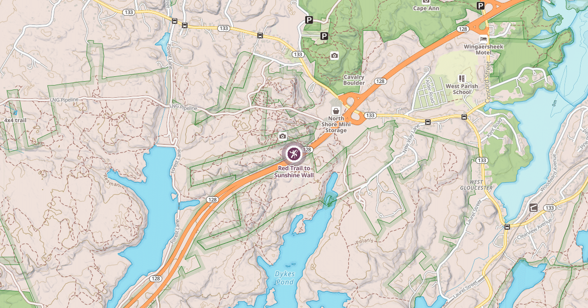 Map preview of Red Trail to Sunshine Wall