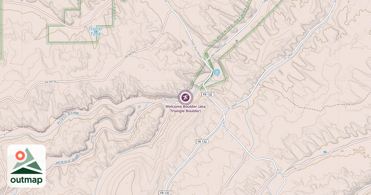 Map of Welcome Boulder (aka Triangle Boulder)