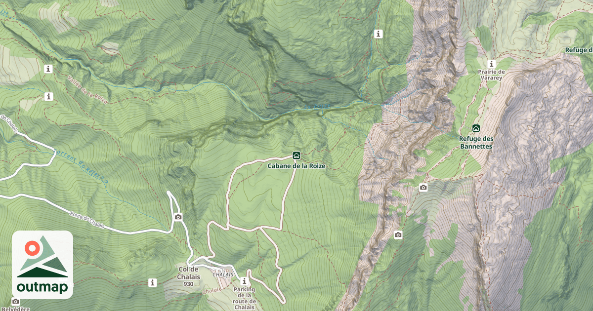 Map of Cabane de la Roize