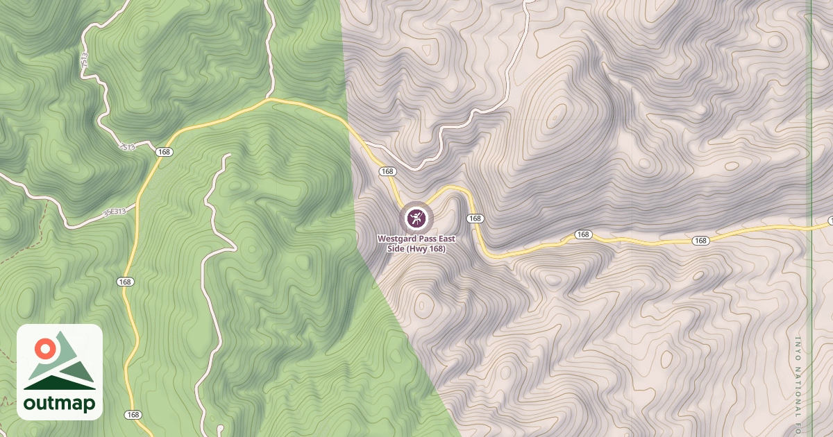 Map of Westgard Pass East Side (Hwy 168)