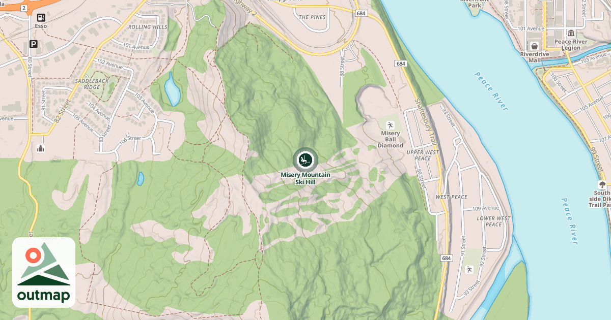 Map of Misery Mountain Ski Hill
