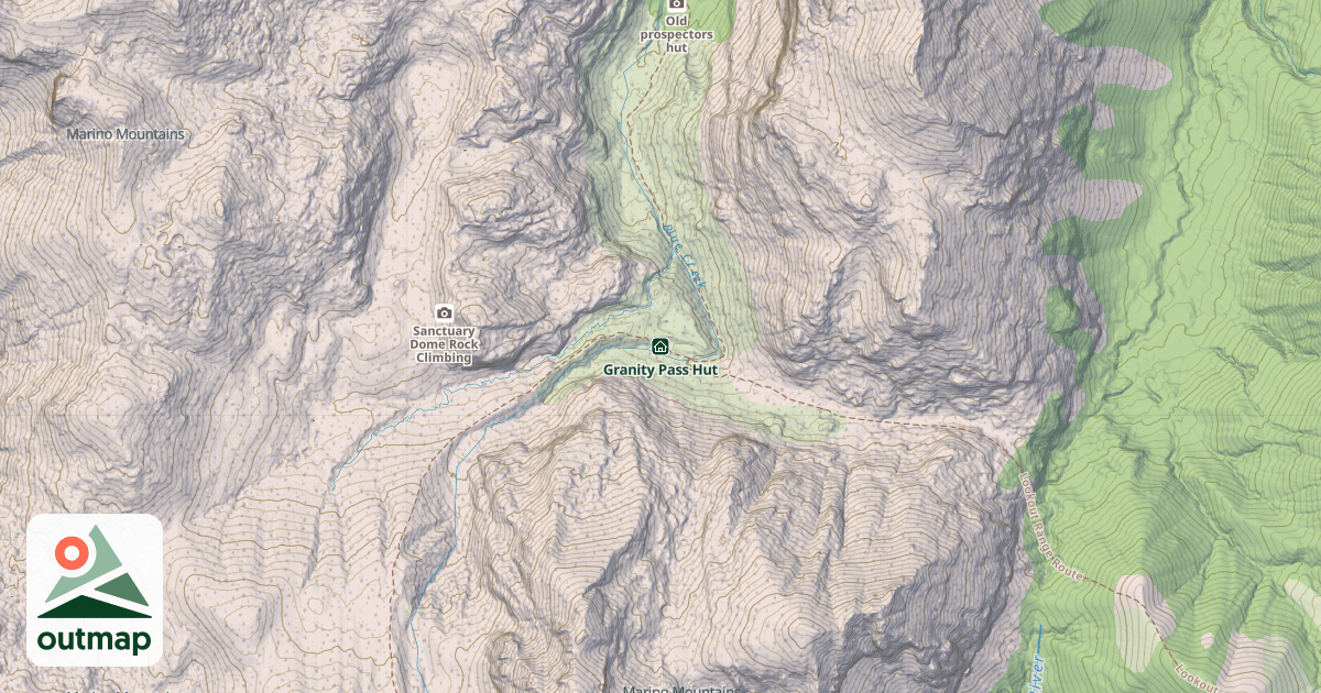 Map of Granity Pass Hut