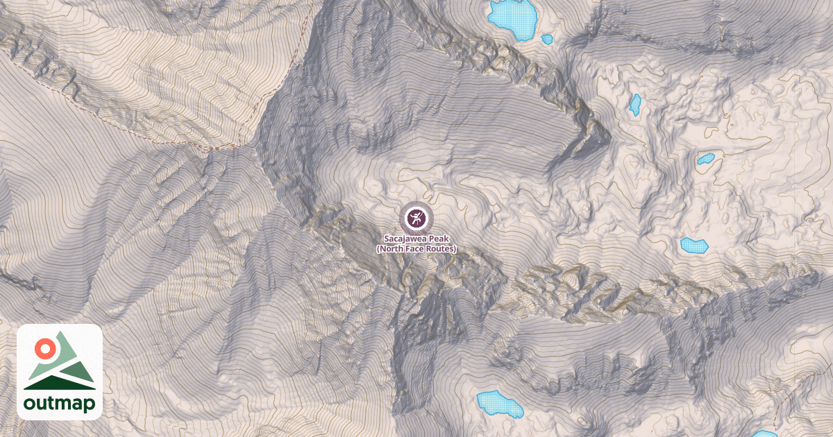 Map of Sacajawea Peak (North Face Routes)
